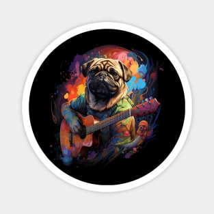 Pug Playing Guitar Magnet